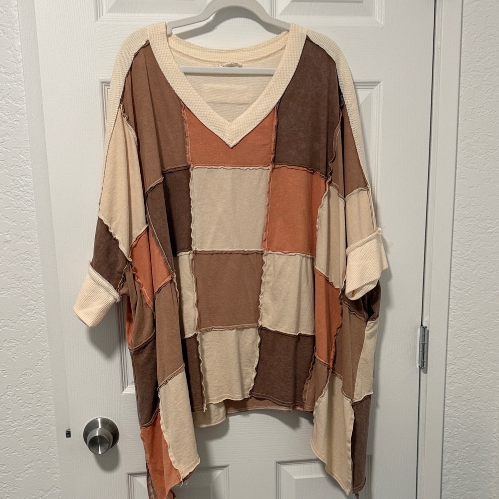 NWOT Oli & HaliPatchwork V-Neck Women Dolman Top